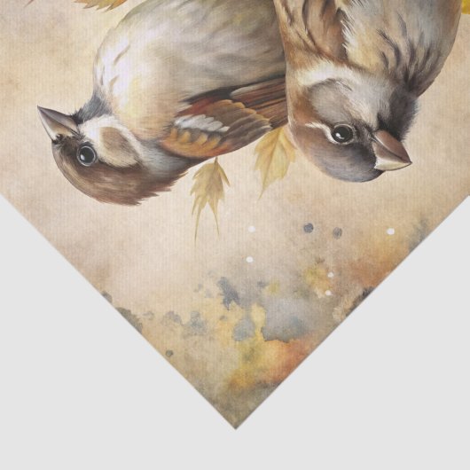 Two Beautiful Birds with Autumn or Fall Leaves 薄葉紙 (詳細)