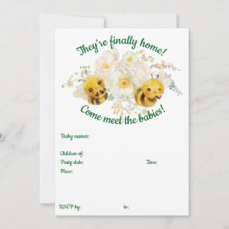 Two Bees Meet The Babies Invitation 招待状