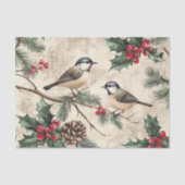 Two Birds on Branches with Holly Berries 薄葉紙 (正面)