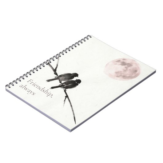 Two Birds Sumi-E | Friendship, Always | Notebook ノートブック (左側)