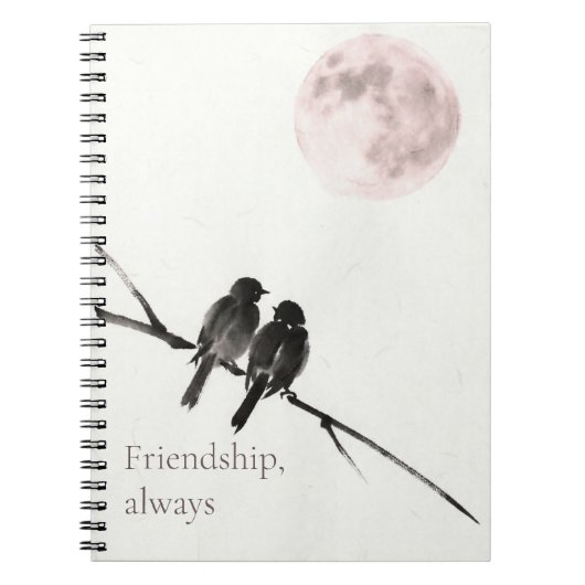 Two Birds Sumi-E | Friendship, Always | Notebook ノートブック (正面)