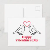 Two Birds with Heart – Valentine’s Day Card Design ポストカード (正面/裏面)