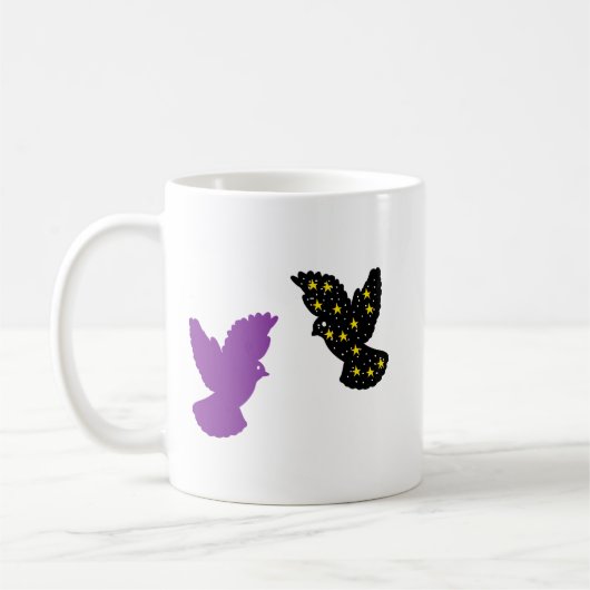 Two Birds Zodiac Mug • Harmonious Dual Silhouette コーヒーマグカップ (左)