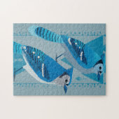 Two blue jays with geometric background ジグソーパズル (横)