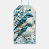Two Blue Robins Christmas ギフトタグ (正面)