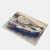Two Boats in a Harbor Rustic Nautical ドアマット (アングル)