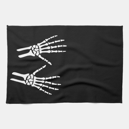 Two Bony Skeleton Hands  キッチンタオル (横)