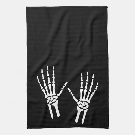 Two Bony Skeleton Hands  キッチンタオル (縦)