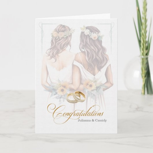 Two Brides Gay Wedding Congratulations カード (正面)
