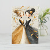 Two Brides Hand Drawn Pencil Illustration   招待状 (スタンド正面)