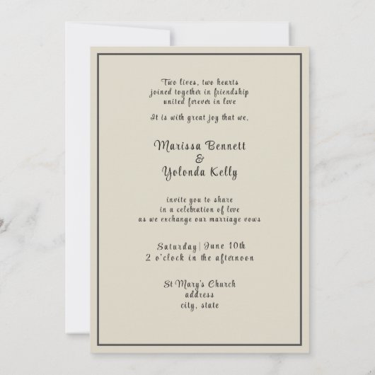 Two Brides Hand Drawn Pencil Illustration   招待状 (裏面)