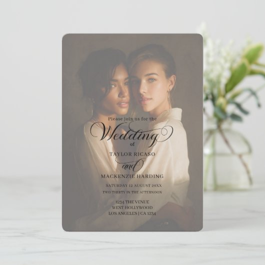 Two Brides Wedding Photo Template 招待状 (スタンド正面)