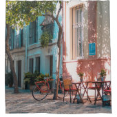 Two brown table outside シャワーカーテン (正面)