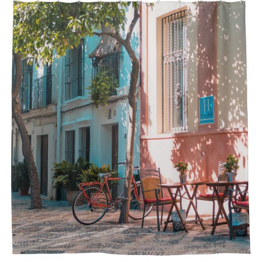 Two brown table outside シャワーカーテン (正面)