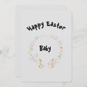 Two Bunnies Easter Greeting Card 招待状 (正面/裏面)