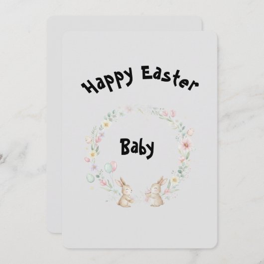 Two Bunnies Easter Greeting Card 招待状 (正面/裏面)