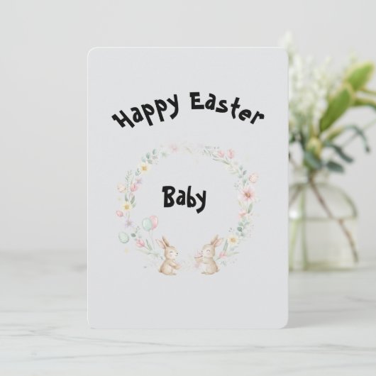 Two Bunnies Easter Greeting Card 招待状 (スタンド正面)
