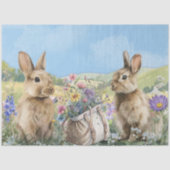 Two Bunnies with Wild Flowers Rucksack Easter 薄葉紙 (正面)