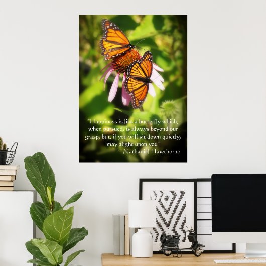 Two Butterflies Quote Poster ポスター (ホームオフィス)