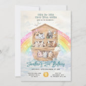 TWO BY TWO Noah's Ark Birthday Rainbow 招待状 (正面)