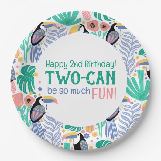 TWO-CAN はとても楽しい、誕生日 ペーパープレート (正面)