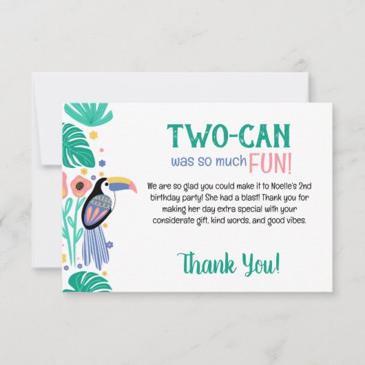 TWO-CAN (Toucan) 2nd Birthday  サンキューカード (正面)