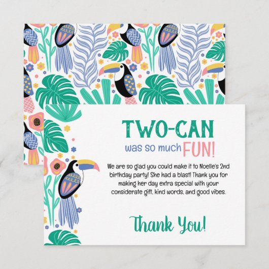TWO-CAN (Toucan) 2nd Birthday  サンキューカード (正面/裏面)