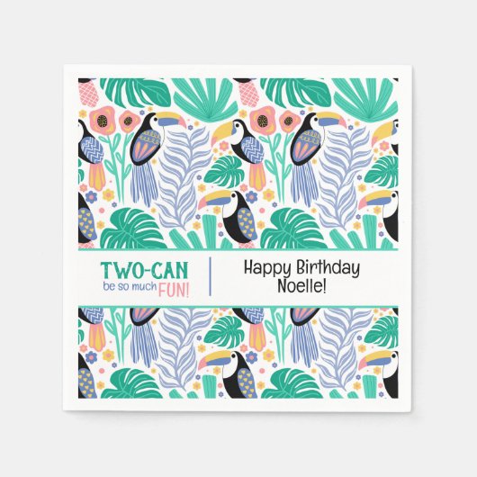 TWO-CAN (Toucan) Tropical Birthday スタンダードカクテルナプキン (正面)