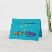 Two Cartoon Chameleon Blue Valentine Card カード (正面)
