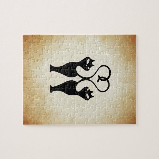 Two Cat Silhouette ジグソーパズル (横)