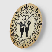 Two Cat Silhouette Wall Clock ラージ壁時計 (傾斜)