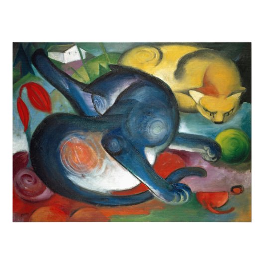 Two Cats, Blue and Yellow (1912) by Franz Marc フォトプリント (正面)