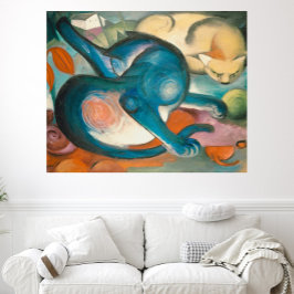 Two Cats, Blue and Yellow (1912) by Franz Marc ポスター