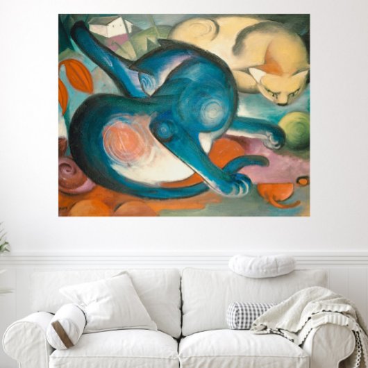Two Cats, Blue and Yellow (1912) by Franz Marc ポスター