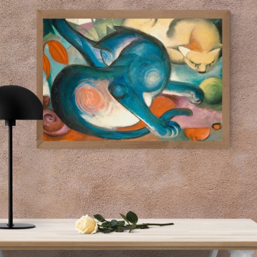 Two Cats, Blue and Yellow (1912) by Franz Marc ポスター