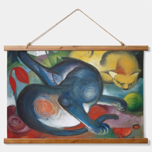 Two Cats, Blue and Yellow (1912) by Franz Marc 吊り下げ型タペストリー (正面)