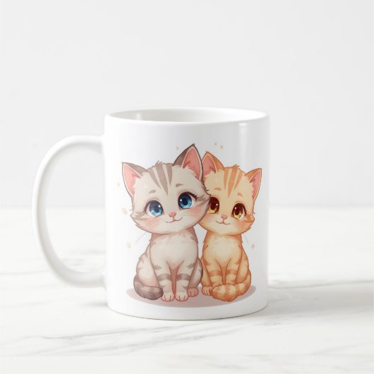 Two Cats Ceramic Mug コーヒーマグカップ (左)