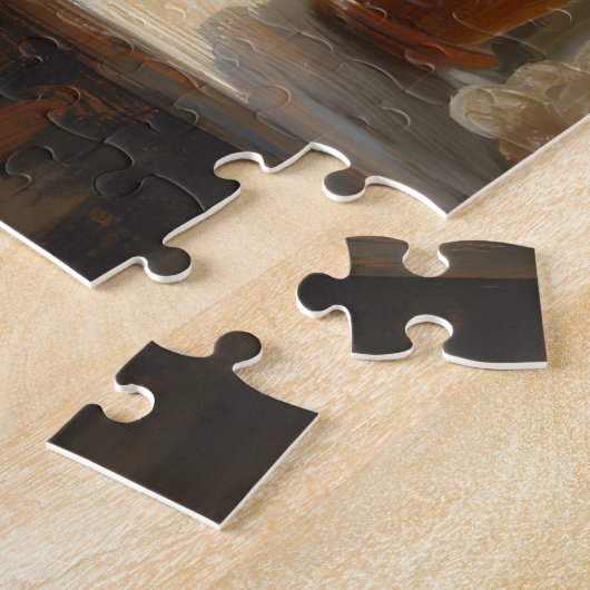 Two Cats sitting in a bay window seat  ジグソーパズル (側面)