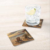 Two Chairs on a Beach スクエアペーパーコースター (インサイチュ)