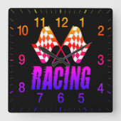 Two checkered racing flags for the competition win スクエア壁時計 (正面)