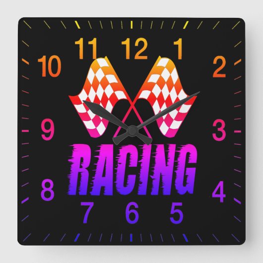 Two checkered racing flags for the competition win スクエア壁時計 (正面)