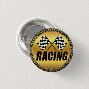 Two checkered racing flags for the competition win 缶バッジ