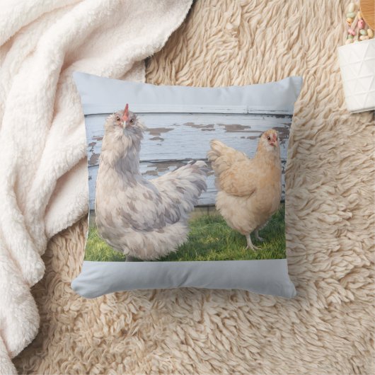 Two Chickens Farmhouse Kitchen Country Pillow クッション (ブランケット)