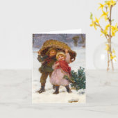 Two children in the snow by Frederick Morgan カード (黄色い花)