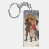 Two children in the snow by Frederick Morgan キーホルダー (正面左)