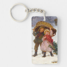 Two children in the snow by Frederick Morgan キーホルダー