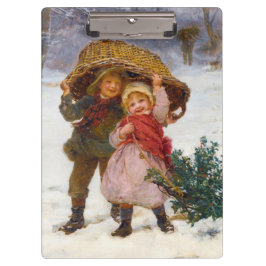 Two children in the snow by Frederick Morgan クリップボード
