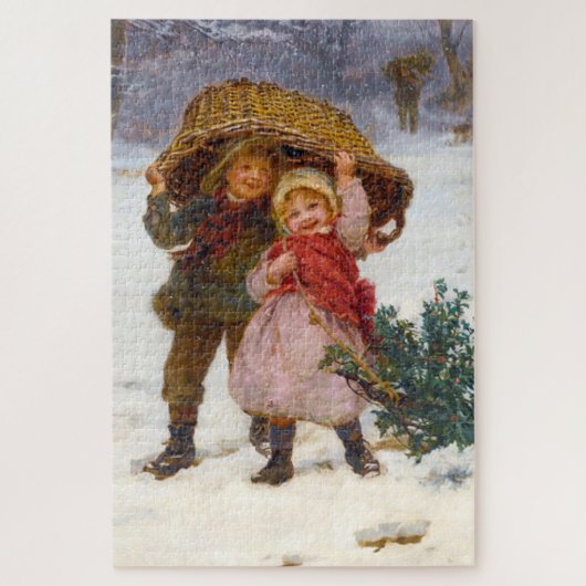 Two children in the snow by Frederick Morgan ジグソーパズル (縦)