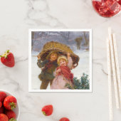 Two children in the snow by Frederick Morgan スタンダードカクテルナプキン (インサイチュ)