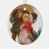 Two children in the snow by Frederick Morgan セラミックオーナメント (左)